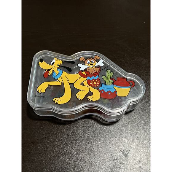 Vintage Disney Pluto Clear Plastic Candy Box Empty - Picture 1 of 4